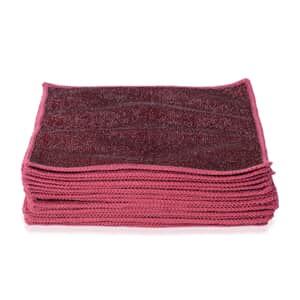 Homesmart Set of 20 Burgundy Double Sided Microfiber and Scratch Fiber Dish Cloth