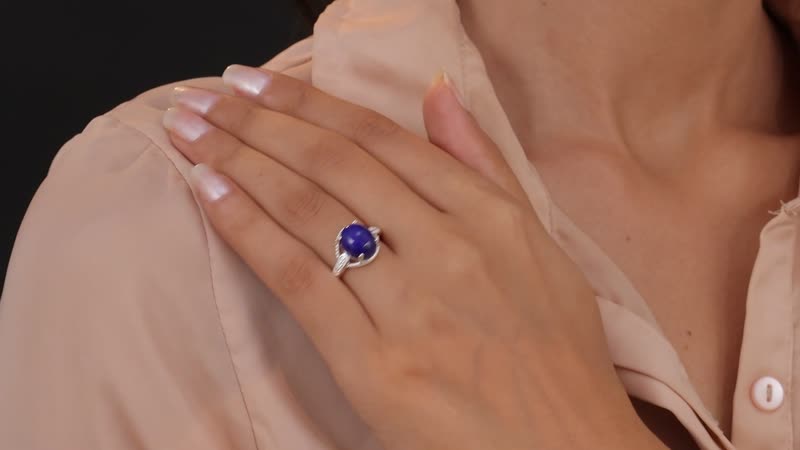 4.70 ctw Lapis Lazuli and Simulated Diamond Ring in Sterling Silver