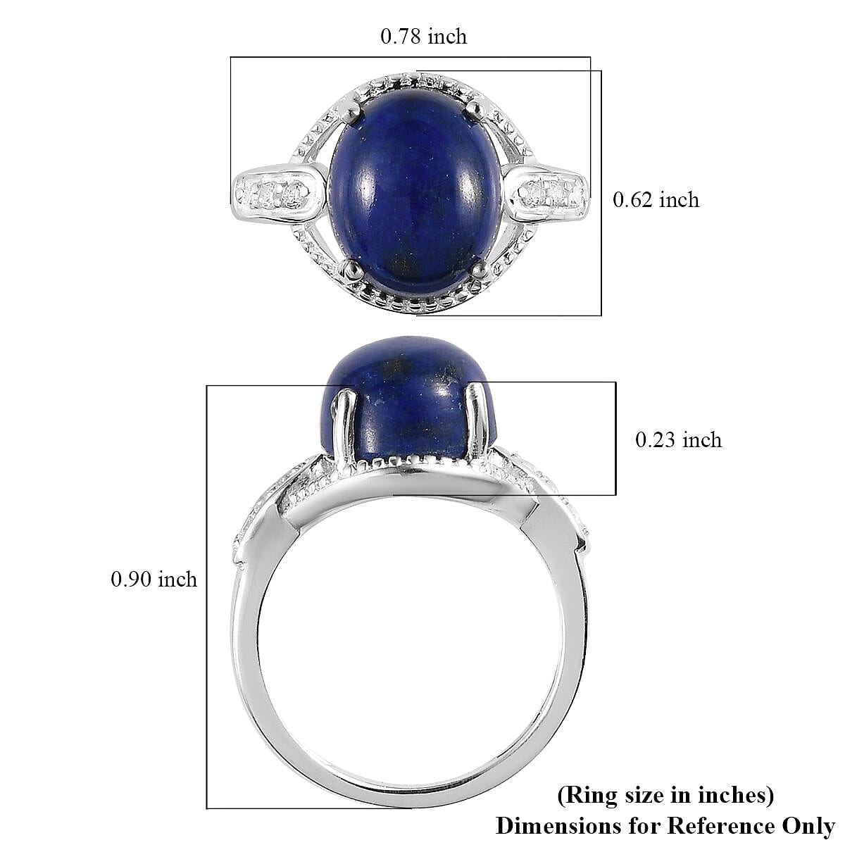 D'Joy Lapis Lazuli and Simulated Diamond 4.85 ctw Ring in Sterling Silver (Size 10.0)