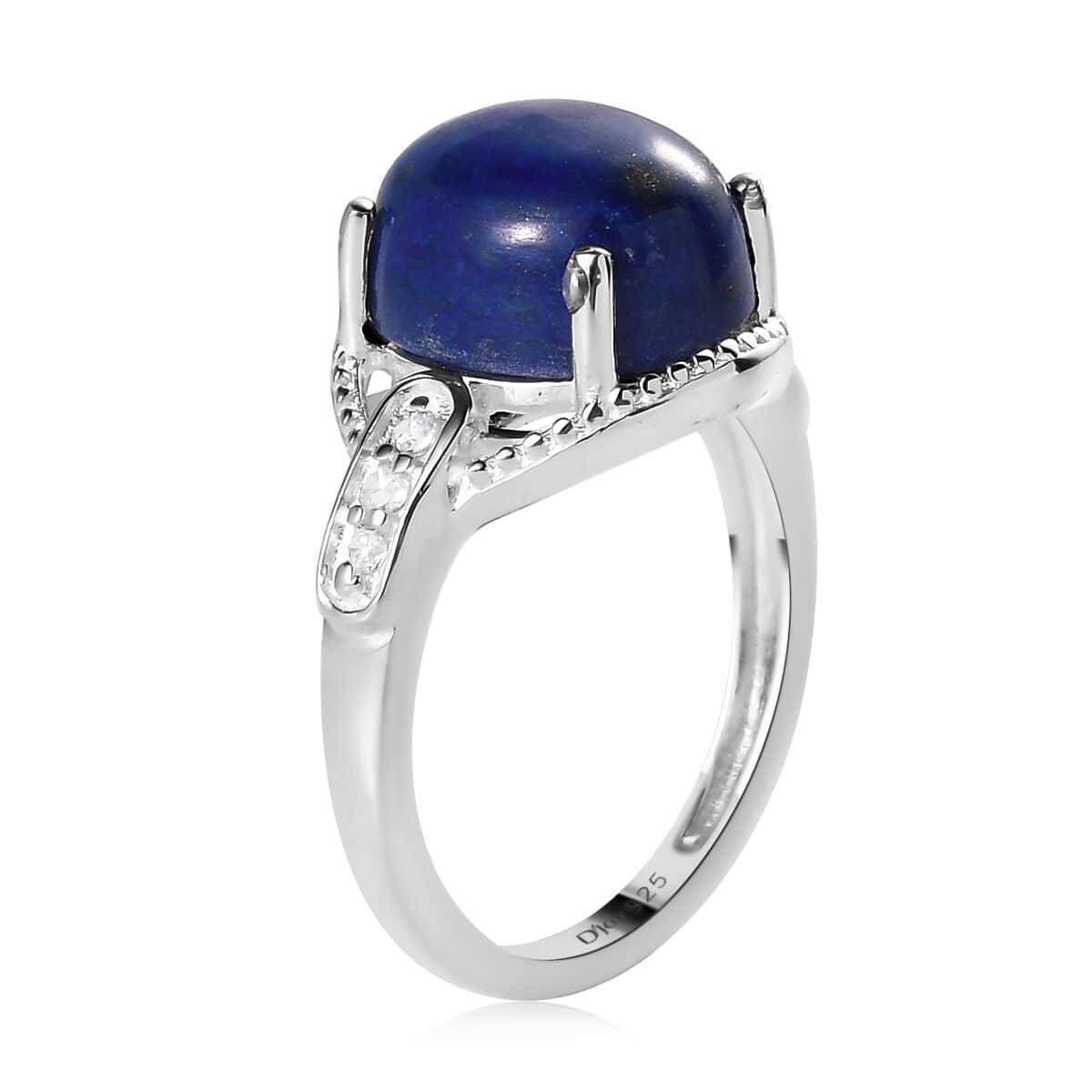 Lapis Lazuli and Simulated Diamond Ring in Sterling Silver (Size 11.0) 4.85 ctw image number 5