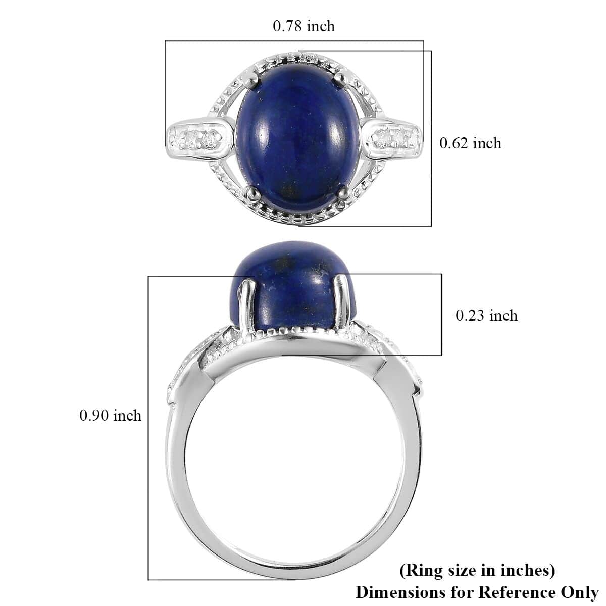 Lapis Lazuli and Simulated Diamond Ring in Sterling Silver (Size 11.0) 4.85 ctw image number 7