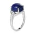 Lapis Lazuli and Simulated Diamond Ring in Sterling Silver (Size 7.0) 4.50 ctw image number 5