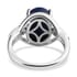 Lapis Lazuli and Simulated Diamond Ring in Sterling Silver (Size 7.0) 4.50 ctw image number 6