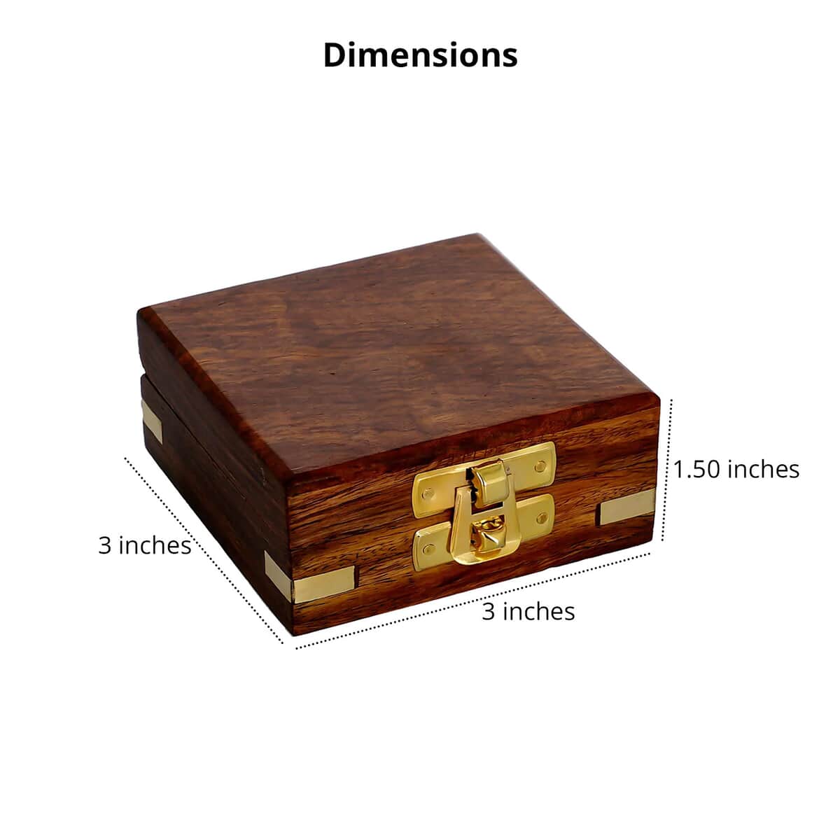 Handcrafted Wooden Box with Built in Goldtone Compass 3x3x1.5 image number 3