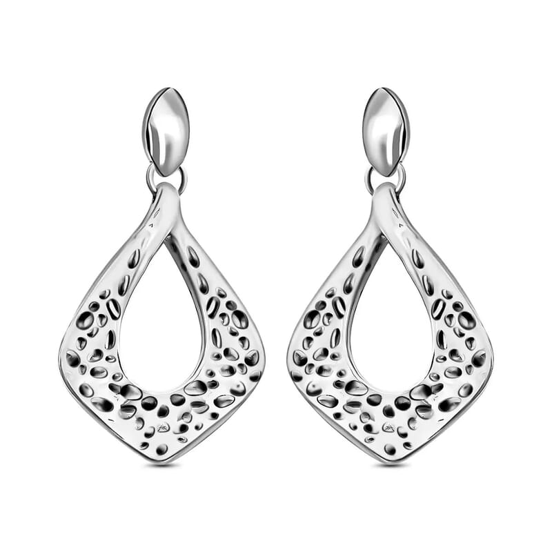 Hammered Earrings in Sterling Silver 8.20 Grams