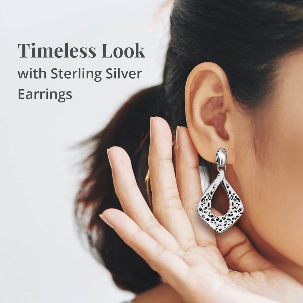 Sterling Silver Hammered Earrings 8.20 Grams image number 1