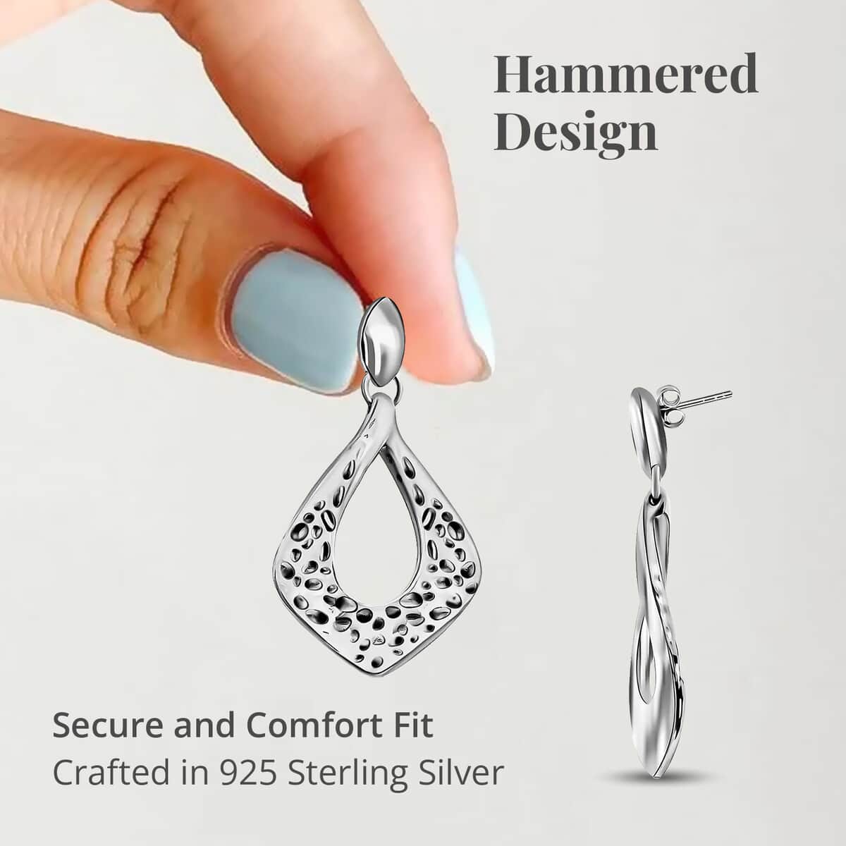 Sterling Silver Hammered Earrings 8.20 Grams image number 2
