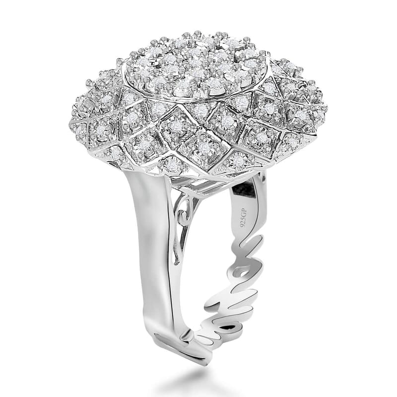 GP Special Valentine Collection Diamond I Love You Ring in Platinum Over Sterling Silver (Size 8.0) 0.50 ctw