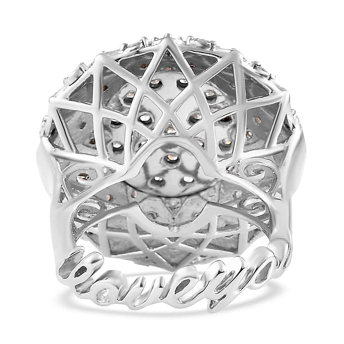 GP Special Valentine Collection Diamond I Love You Ring in Platinum Over Sterling Silver (Size 8.0) 0.50 ctw