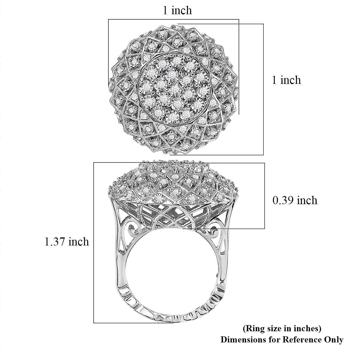 GP Special Valentine Collection Diamond I Love You Ring in Platinum Over Sterling Silver (Size 8.0) 0.50 ctw