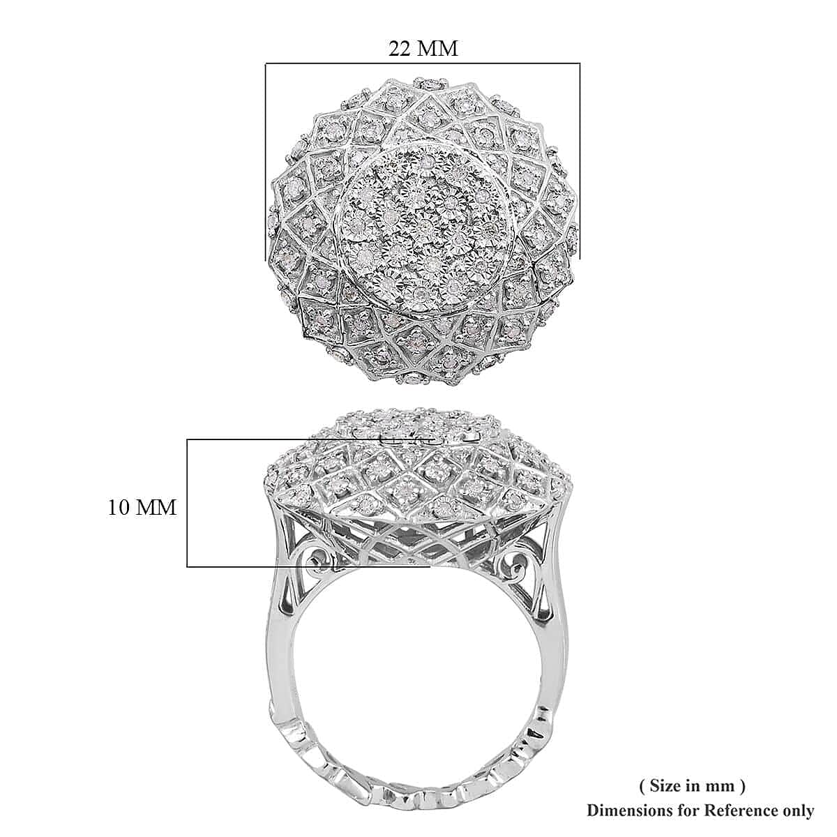 GP Special Valentine Collection Diamond I Love You Ring in Platinum Over Sterling Silver (Size 8.0) 0.50 ctw