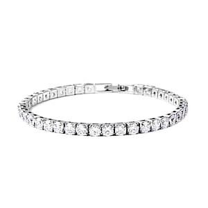 Simulated Diamond 26.40 ctw Earrings Tennis Bracelet in Silvertone, Stud Earrings Simulated Diamond Bracelet  (7.00 In)