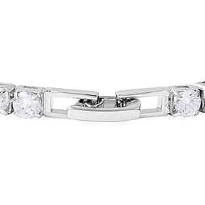 Simulated Diamond 26.40 ctw Earrings Tennis Bracelet in Silvertone, Stud Earrings Simulated Diamond Bracelet  (7.00 In)