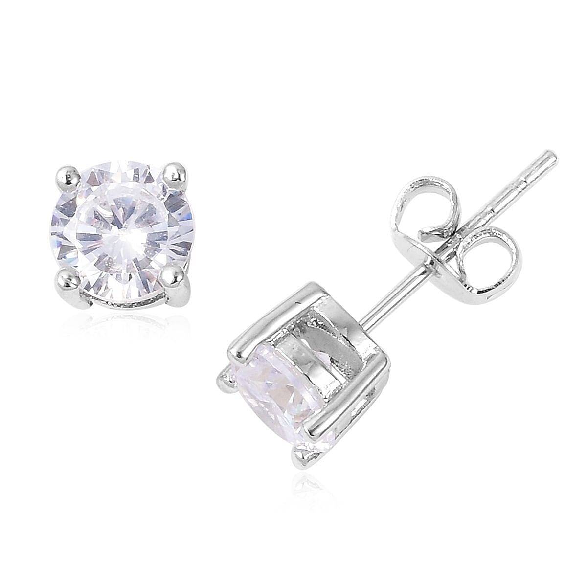 Simulated Diamond 26.40 ctw Earrings Tennis Bracelet in Silvertone, Stud Earrings Simulated Diamond Bracelet  (7.00 In)