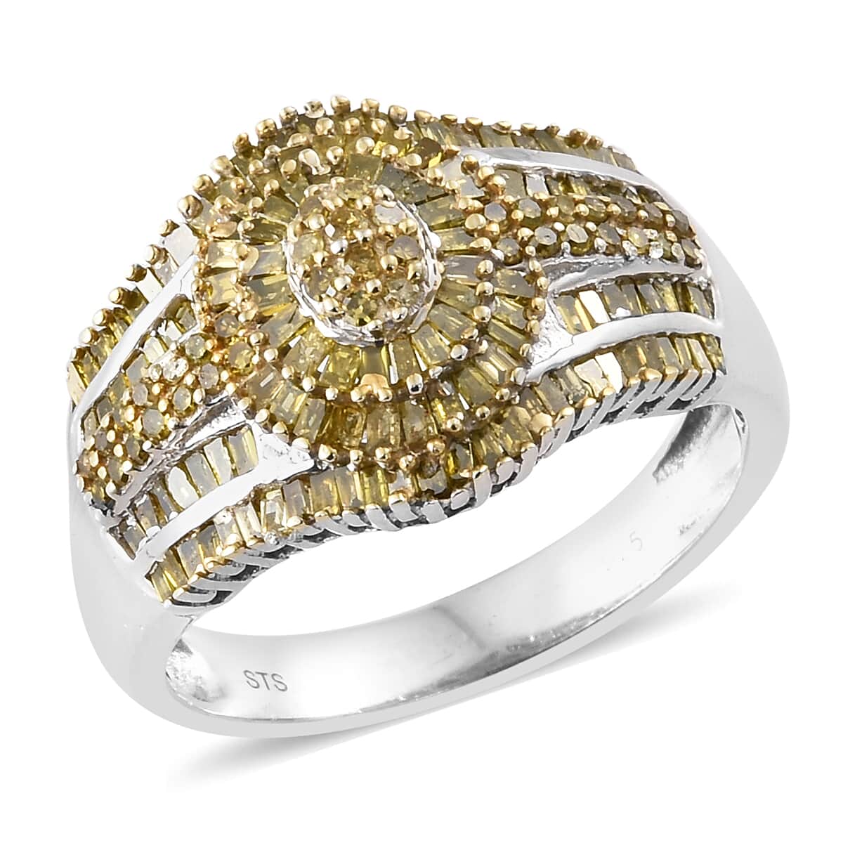 Yellow Diamond Ring in Rhodium and Platinum Over Sterling Silver (Size 8.0) 1.00 ctw image number 0