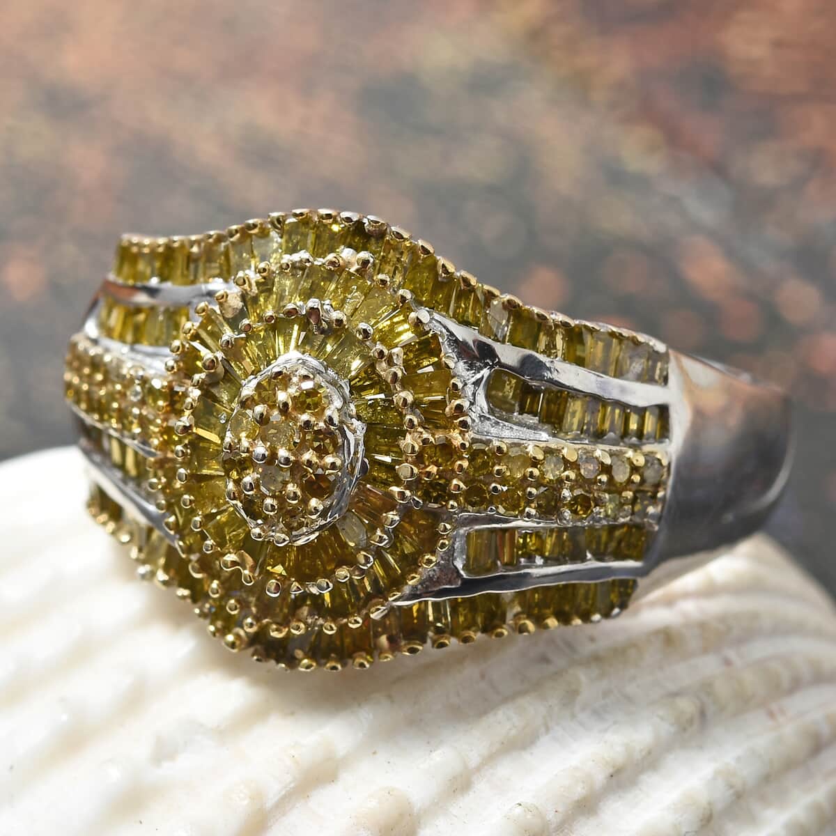Yellow Diamond Ring in Rhodium and Platinum Over Sterling Silver (Size 8.0) 1.00 ctw image number 1