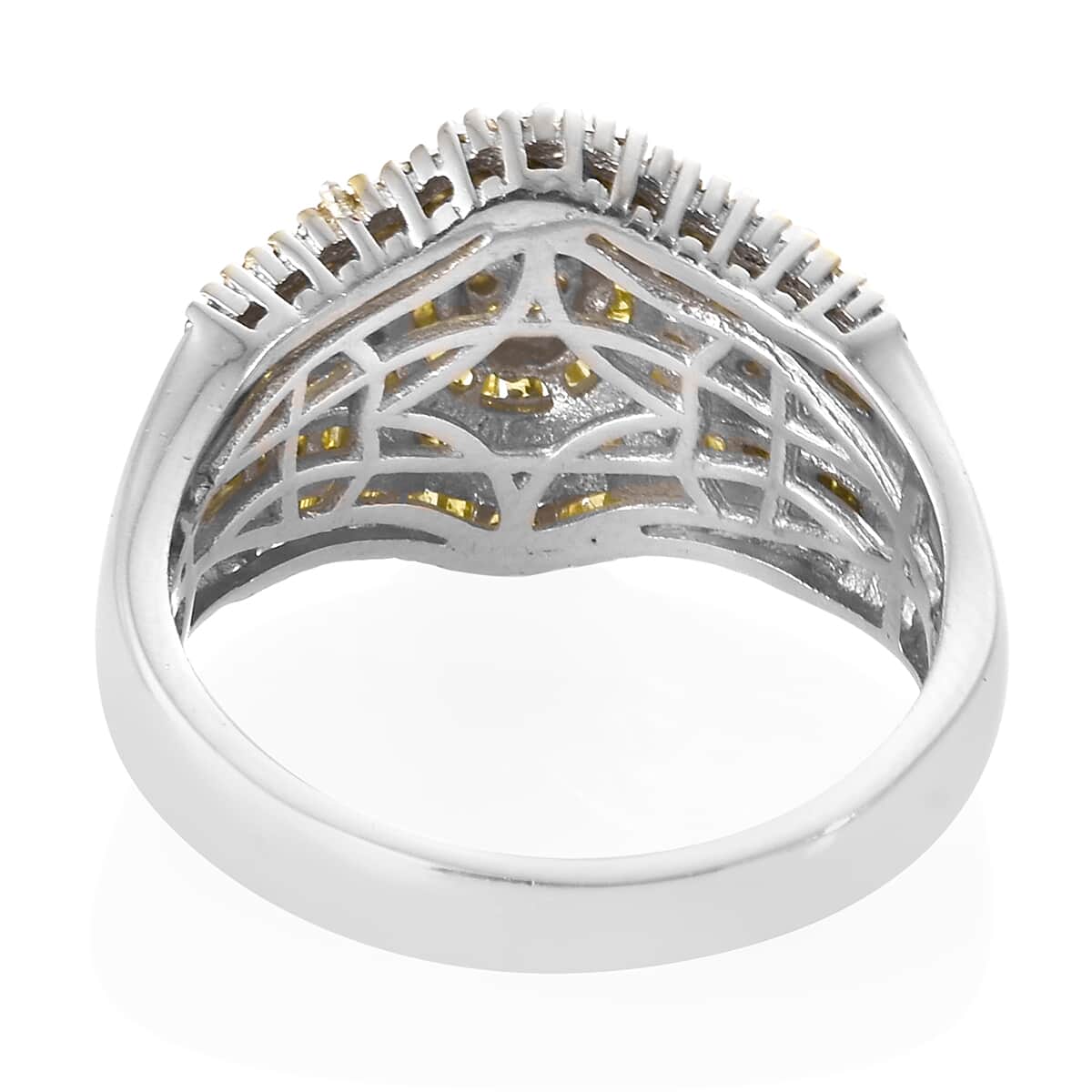 Yellow Diamond Ring in Rhodium and Platinum Over Sterling Silver (Size 8.0) 1.00 ctw image number 4