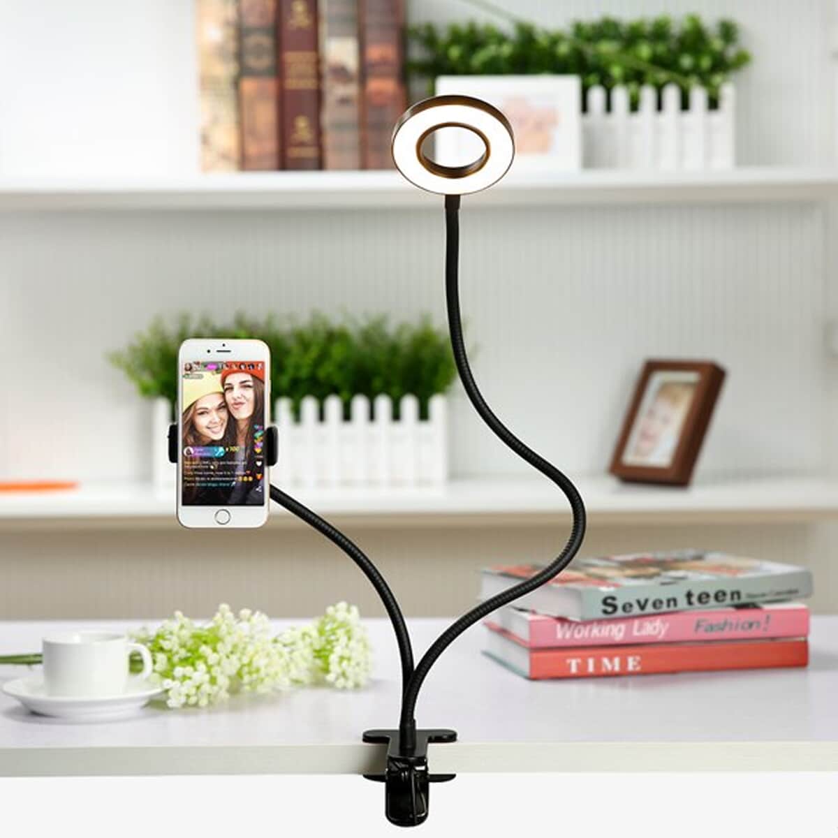 2in1 Selfie Fluorescent Ring Light with Phone Holder or Stand image number 1