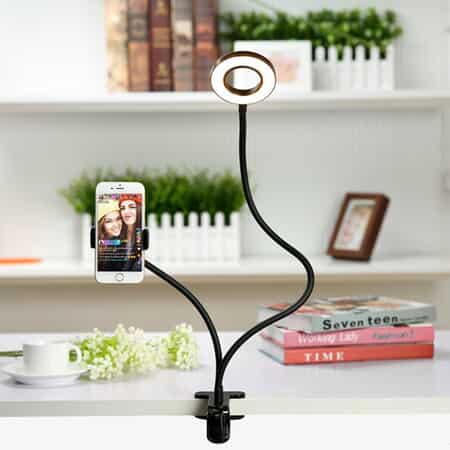 2in1 Selfie Fluorescent Ring Light with Phone Holder or Stand (26.5x4 in) image number 1