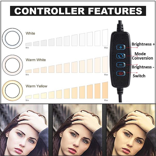 2in1 Selfie Fluorescent Ring Light with Phone Holder or Stand