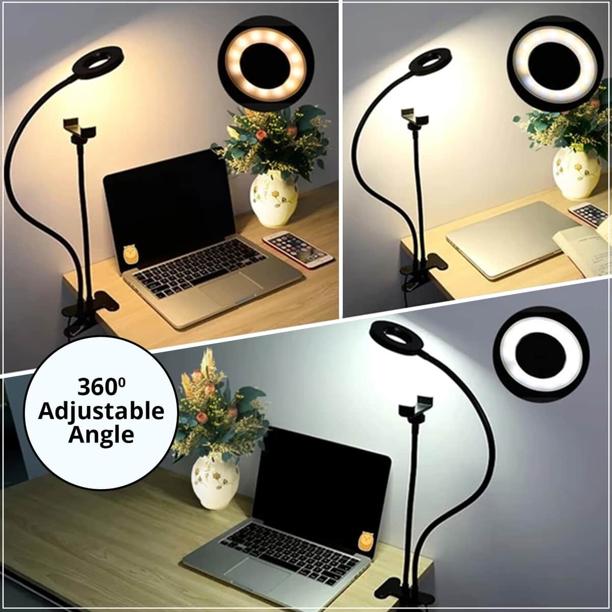 2in1 Selfie Fluorescent Ring Light with Phone Holder or Stand image number 3