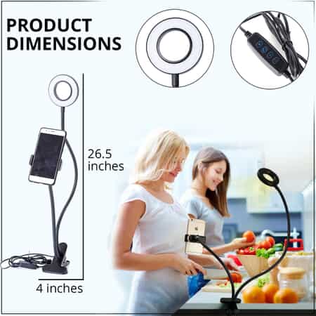 2in1 Selfie Fluorescent Ring Light with Phone Holder or Stand (26.5x4 in) image number 4