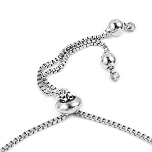 Resin and Black Austrian Crystal Enameled Poppy Bolo Bracelet in Silvertone (6.00 In)