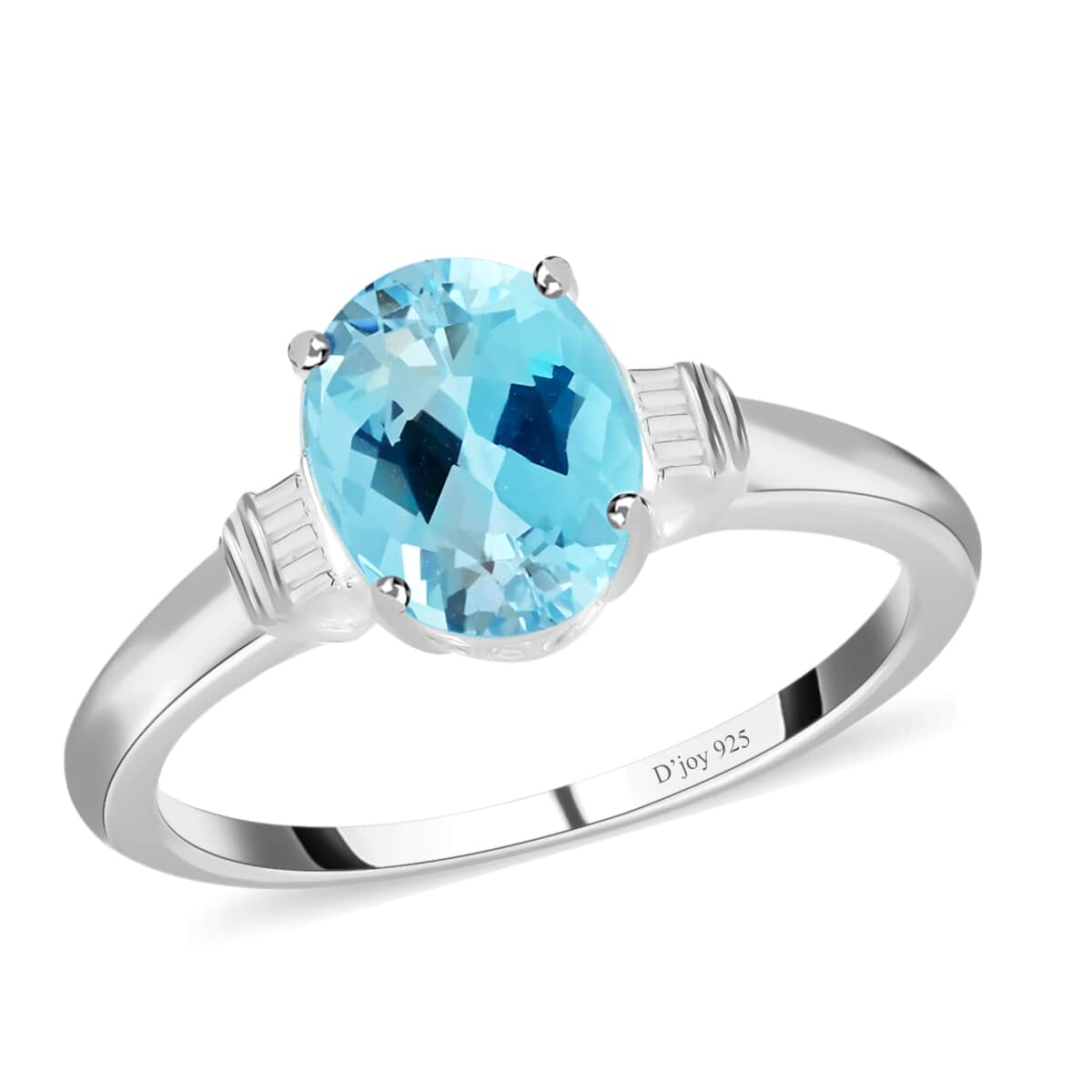 Sky Blue Topaz Solitaire Ring in Sterling Silver 3.00 ctw image number 0