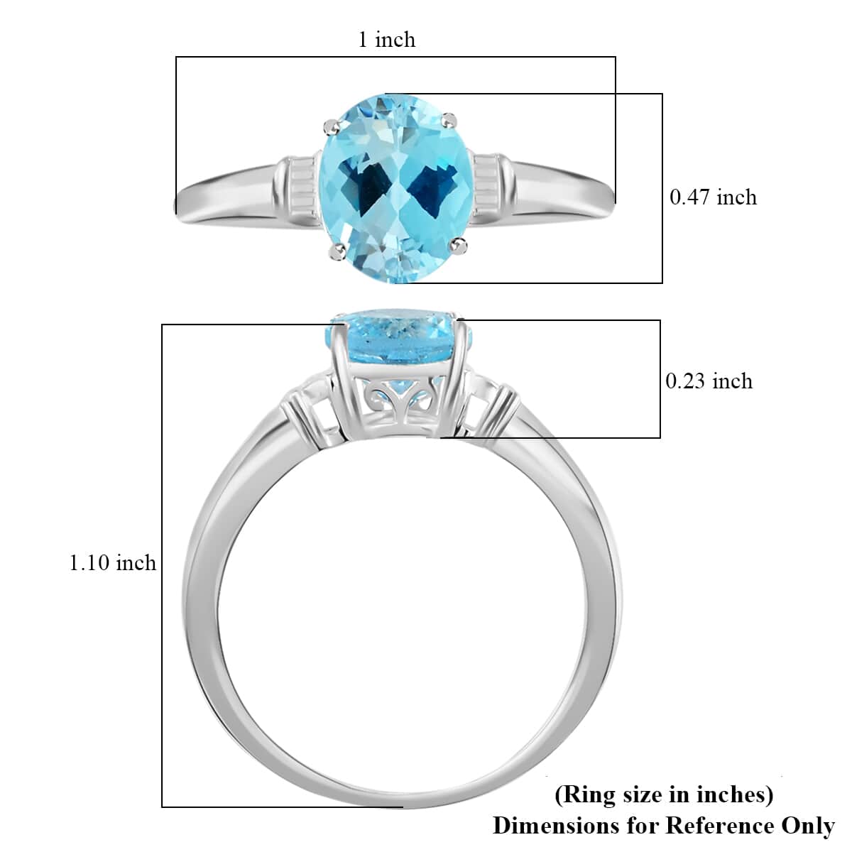 Sky Blue Topaz Solitaire Ring in Sterling Silver 3.00 ctw image number 7