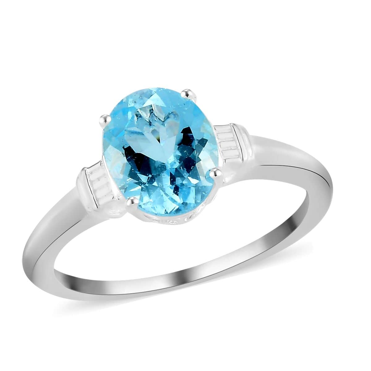 Sky Blue Topaz Solitaire Ring in Sterling Silver (Size 11.0) 2.85 ctw image number 0