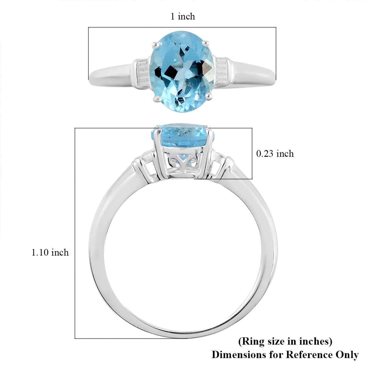 Sky Blue Topaz 2.85 ctw Solitaire Ring in Sterling Silver (Size 6.0) image number 7