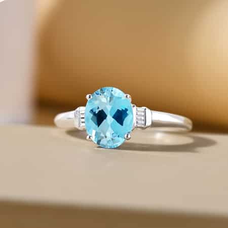 Sky Blue Topaz Solitaire Ring in Sterling Silver (Size 9.0) 2.85 ctw image number 4