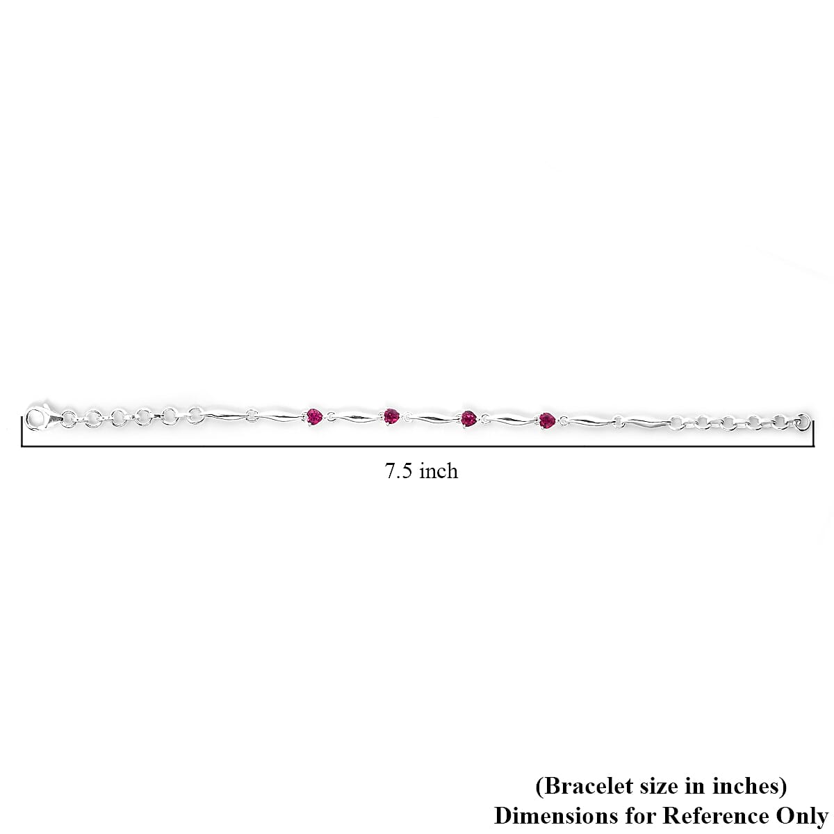 D'Joy Lab Created Ruby 1.35 ctw Heart Station Bracelet in Sterling Silver (7.25 In)