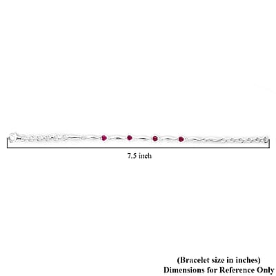 D'Joy Lab Created Ruby 1.35 ctw Heart Station Bracelet in Sterling Silver (7.25 In)