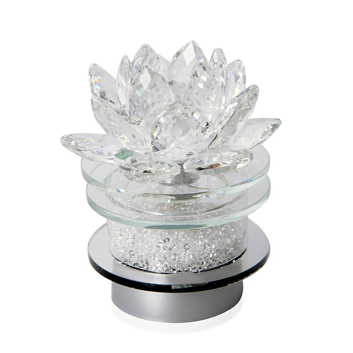 Crystal Lotus with Multi Color LED Light Rotating Base image number 0