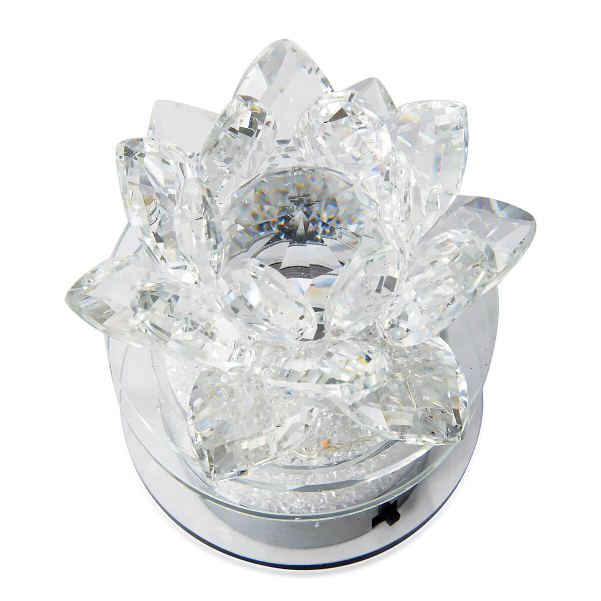 Crystal Lotus with Multi Color LED Light Rotating Base image number 2