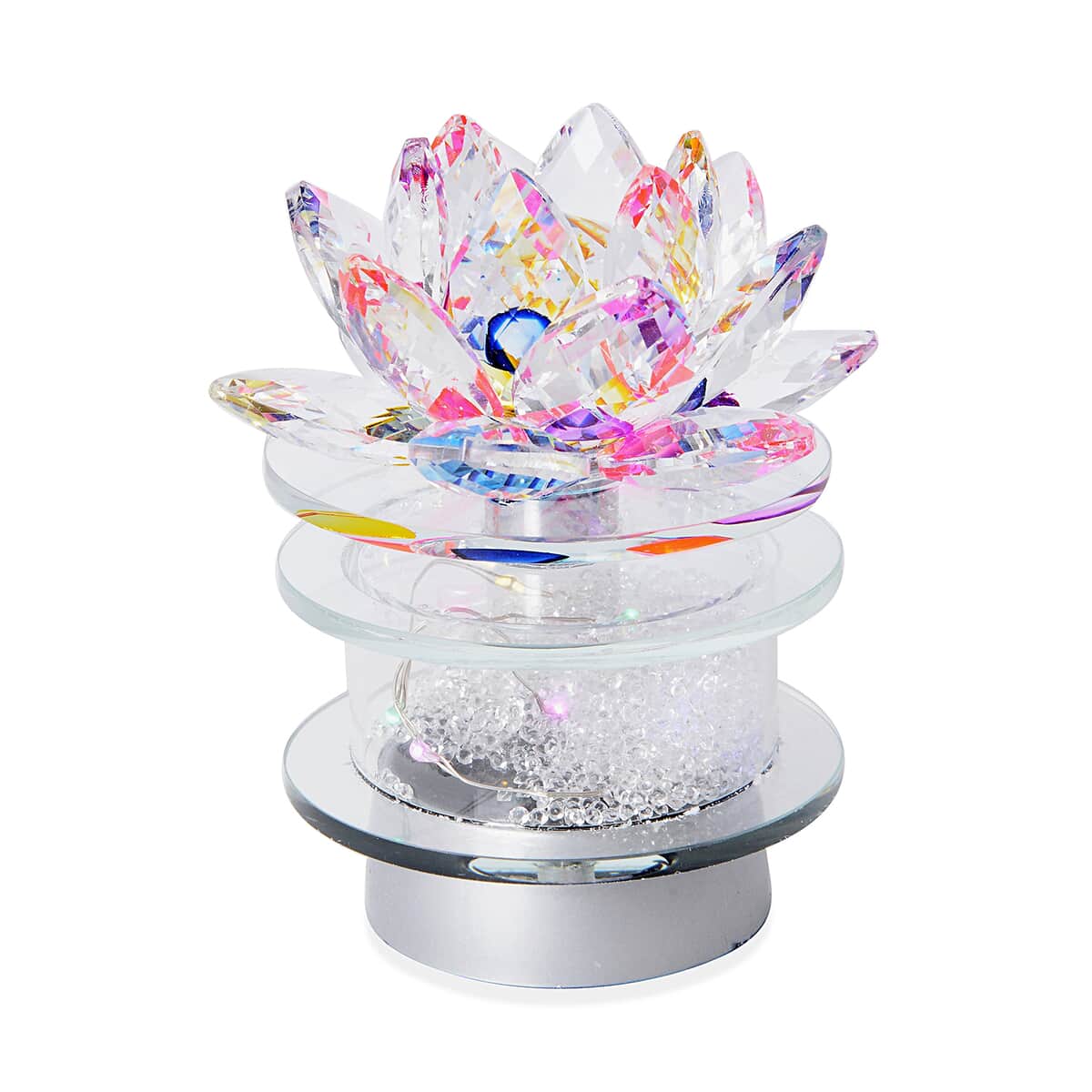 Crystal Lotus with Multi Color LED Light Rotating Base image number 0