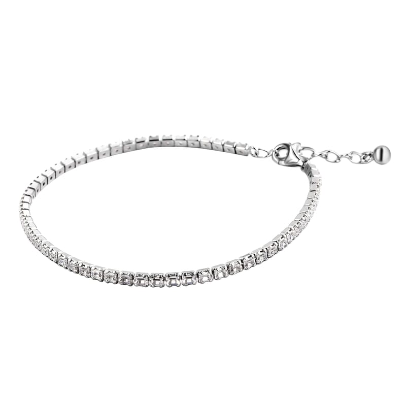 Simulated Diamond Tennis Bracelet in Sterling Silver (7.00 In)