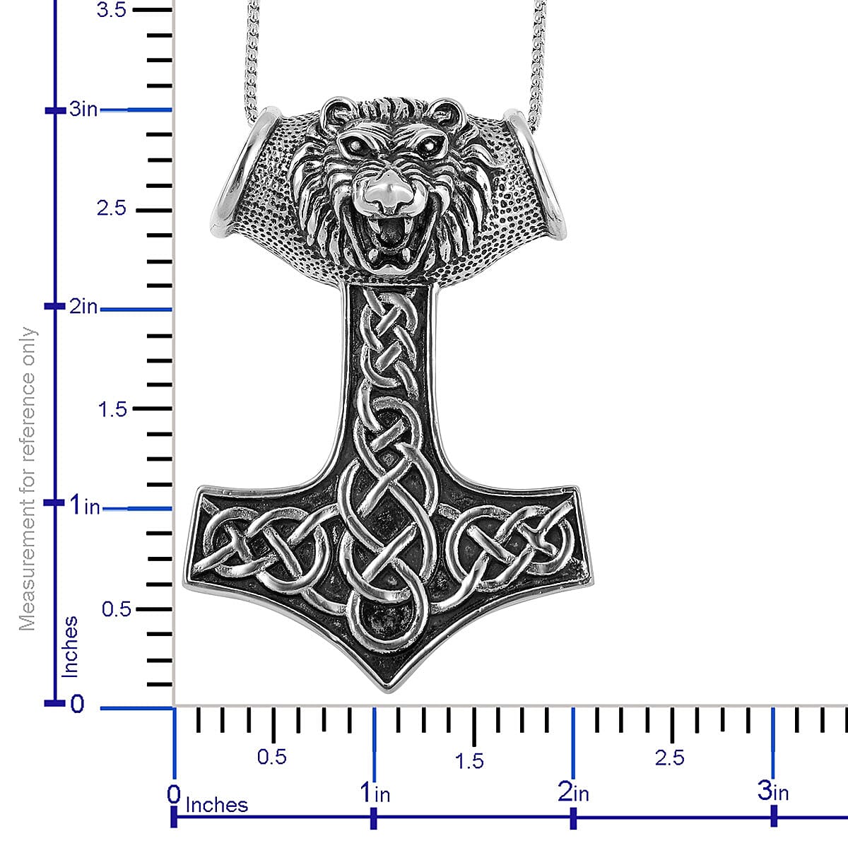 Halloween Black Oxidized Stainless Steel Lion Head Anchor Pendant Necklace 24 Inch image number 2