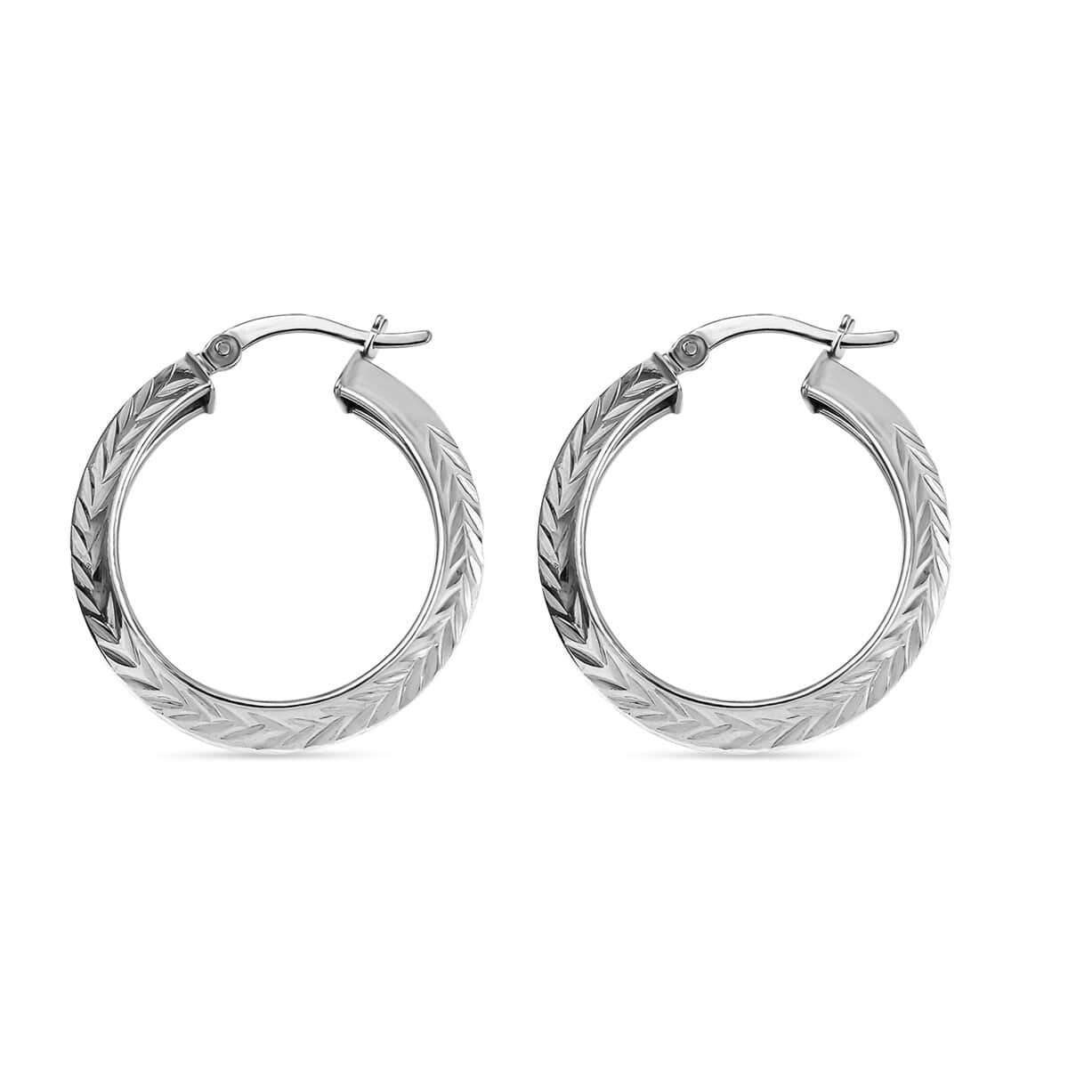 Diamond Cut Hoop Earrings in Sterling Silver image number 2