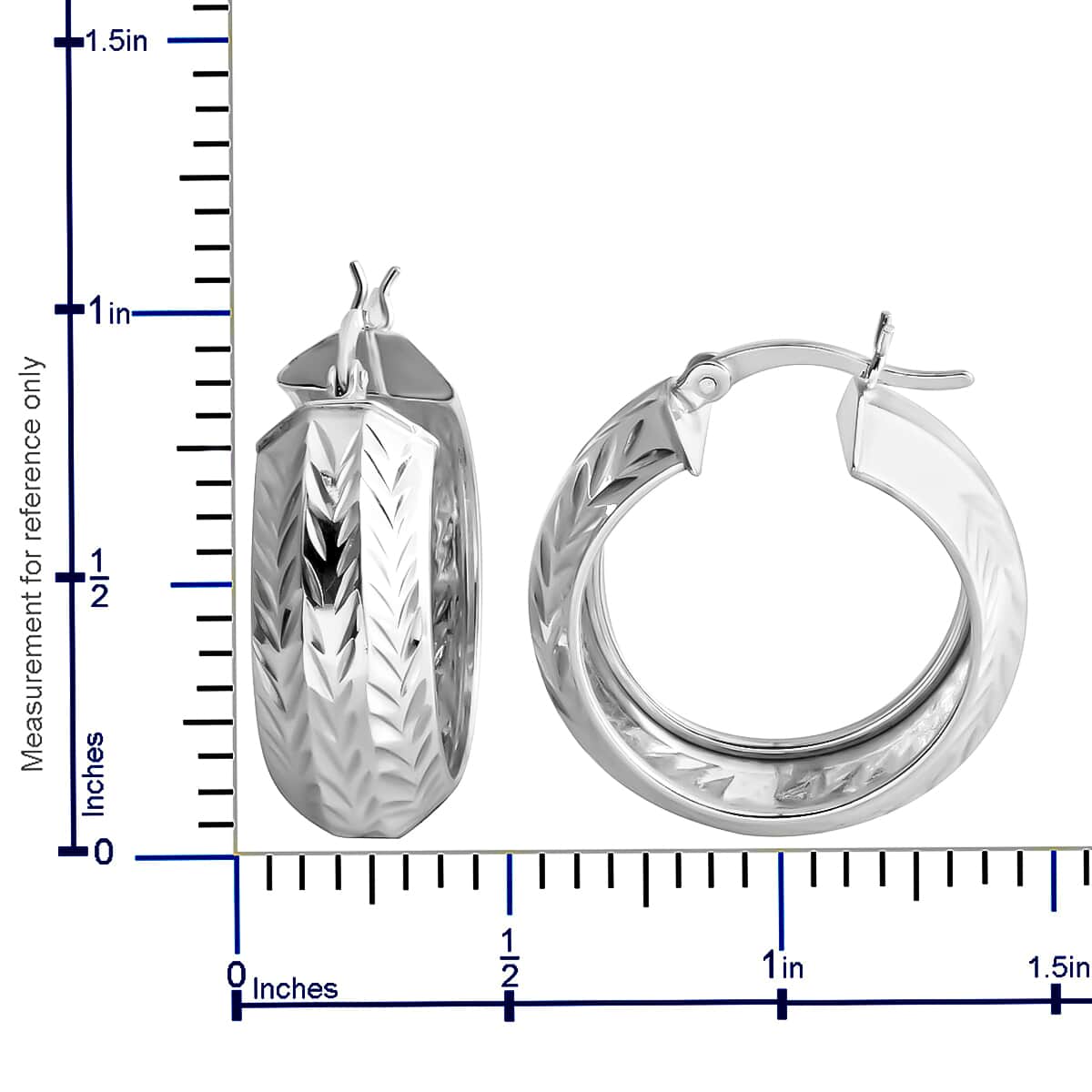 Diamond Cut Hoop Earrings in Sterling Silver image number 3