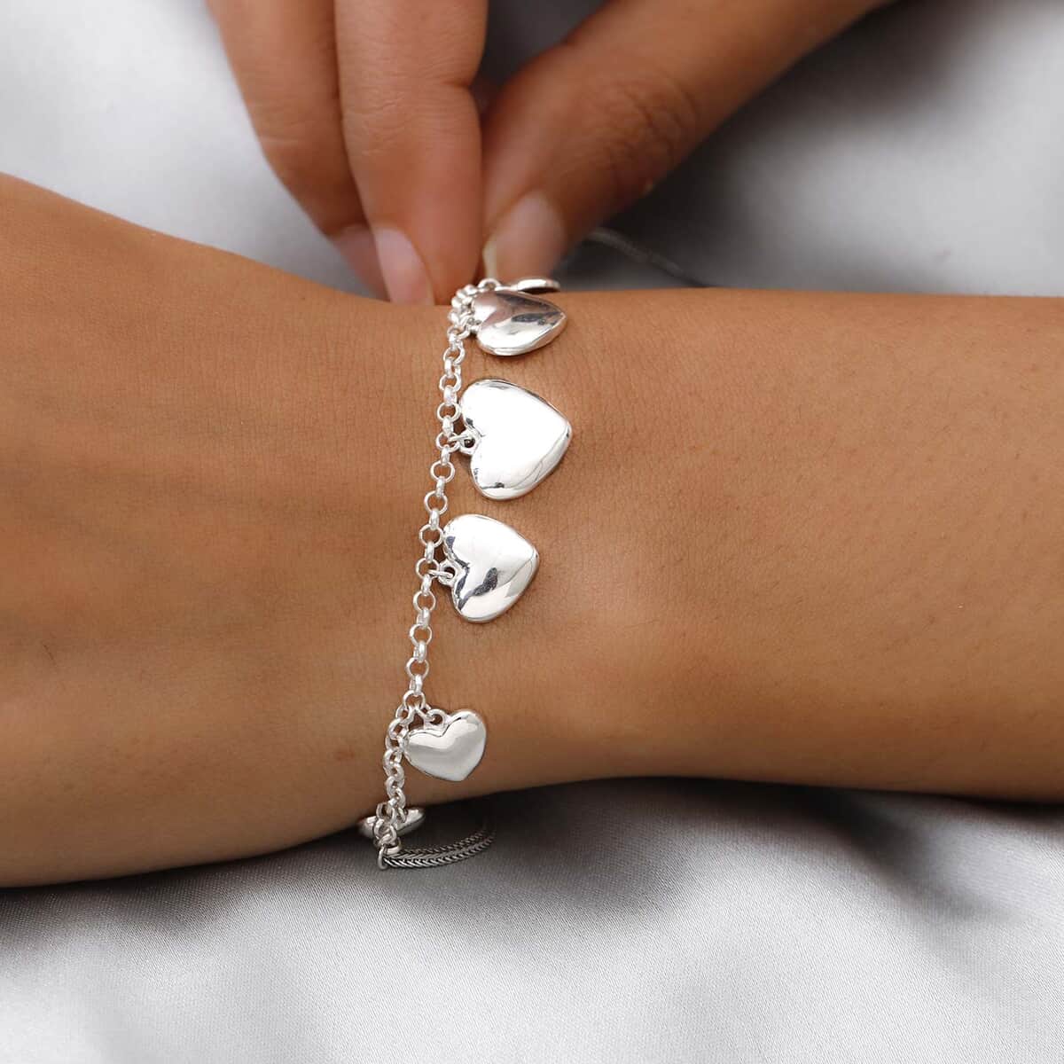 Sterling Silver Bolo Bracelet with Charms (Adjustable) image number 3