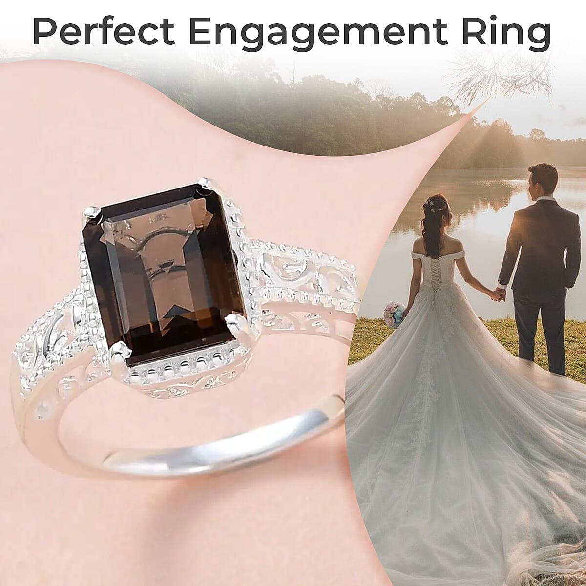 D'Joy Brazilian Smoky Quartz 3.25 ctw Solitaire Ring in Sterling Silver (Size 11.0) image number 3