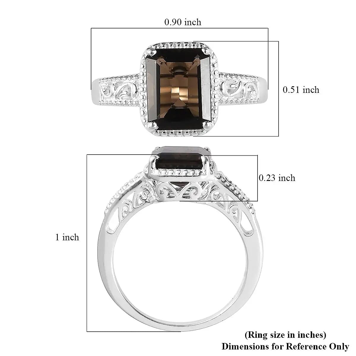 D'Joy Brazilian Smoky Quartz 3.25 ctw Solitaire Ring in Sterling Silver (Size 11.0) image number 6
