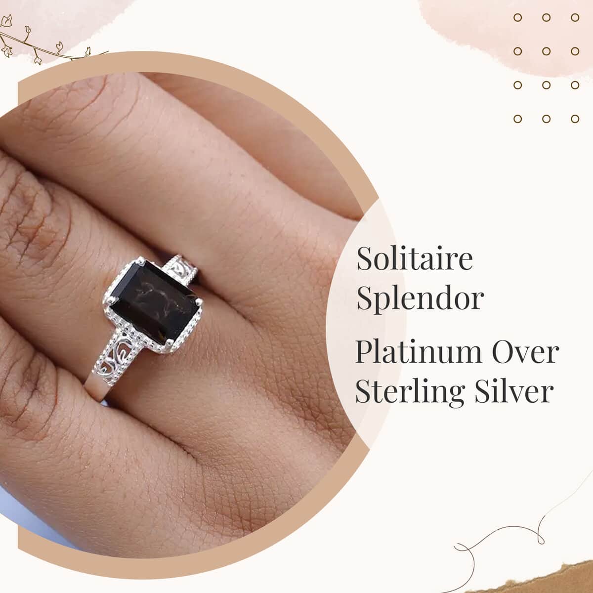 Brazilian Smoky Quartz Ring in Platinum Over Sterling Silver, Silver Solitaire Ring, Engagement Rings For Women 3.25 ctw image number 2