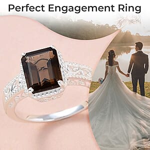 D'Joy Brazilian Smoky Quartz 3.65 ctw Solitaire Ring in Sterling Silver (Size 5.0)