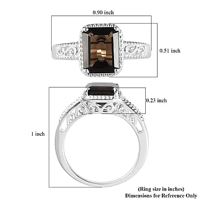 D'Joy Brazilian Smoky Quartz 3.65 ctw Solitaire Ring in Sterling Silver (Size 5.0)