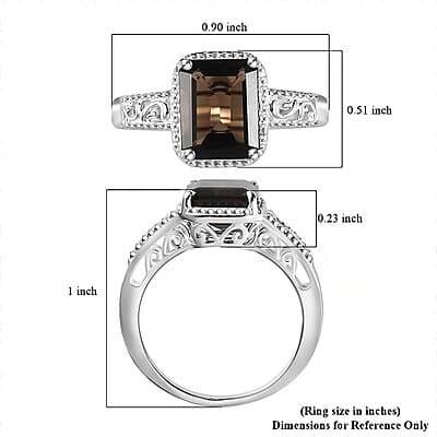 D'Joy Brazilian Smoky Quartz 3.25 ctw Solitaire Ring in Sterling Silver (Size 6.0)