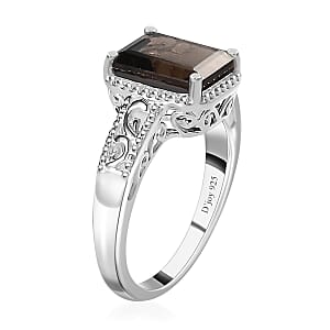 D'Joy Brazilian Smoky Quartz 3.25 ctw Solitaire Ring in Sterling Silver (Size 8.0)