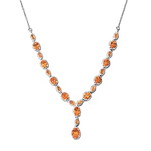 Salamanca Fire Opal Platinum Over Sterling Silver Y-Shape Necklace (18-20 in) 3.35 ctw